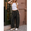 image:imageATHMILE Womens Baggy Barrel Sweatpants Wide Leg Drawstring Lounge Sweat Pants with PocketsBlack