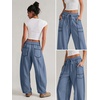 image:imageATHMILE Womens Baggy Barrel Sweatpants Wide Leg Drawstring Lounge Sweat Pants with PocketsBlue
