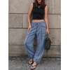 image:imageATHMILE Womens Baggy Barrel Sweatpants Wide Leg Drawstring Lounge Sweat Pants with PocketsBlue
