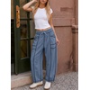 image:imageATHMILE Womens Baggy Barrel Sweatpants Wide Leg Drawstring Lounge Sweat Pants with PocketsBlue