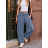 image:imageATHMILE Womens Baggy Barrel Sweatpants Wide Leg Drawstring Lounge Sweat Pants with PocketsBlue