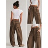 image:imageATHMILE Womens Baggy Barrel Sweatpants Wide Leg Drawstring Lounge Sweat Pants with PocketsChocolate Brown