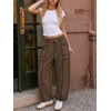 image:imageATHMILE Womens Baggy Barrel Sweatpants Wide Leg Drawstring Lounge Sweat Pants with PocketsChocolate Brown