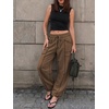 image:imageATHMILE Womens Baggy Barrel Sweatpants Wide Leg Drawstring Lounge Sweat Pants with PocketsChocolate Brown