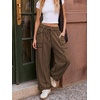 image:imageATHMILE Womens Baggy Barrel Sweatpants Wide Leg Drawstring Lounge Sweat Pants with PocketsChocolate Brown