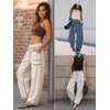 image:imageATHMILE Womens Baggy Barrel Sweatpants Wide Leg Drawstring Lounge Sweat Pants with PocketsLight Grey