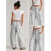 image:imageATHMILE Womens Baggy Barrel Sweatpants Wide Leg Drawstring Lounge Sweat Pants with PocketsLight Grey