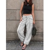 image:imageATHMILE Womens Baggy Barrel Sweatpants Wide Leg Drawstring Lounge Sweat Pants with PocketsLight Grey