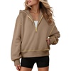 image:imageATHMILE Womens Fall Hoodies Half Zip Sweatshirts Long Sleeve Cropped Hooded Pullover Winter Fashion Clothes 2025Khaki