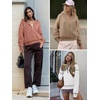 image:imageATHMILE Womens Fall Hoodies Half Zip Sweatshirts Long Sleeve Cropped Hooded Pullover Winter Fashion Clothes 2025Khaki