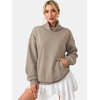 image:imageATHMILE Womens Fleece Sweatshirts with Pockets Oversized Mock Neck Sweatshirt Turtleneck Pullover Fall Fashion Outfits 2026Coffeegrey