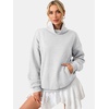 image:imageATHMILE Womens Fleece Sweatshirts with Pockets Oversized Mock Neck Sweatshirt Turtleneck Pullover Fall Fashion Outfits 2026Gray