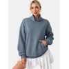 image:imageATHMILE Womens Fleece Sweatshirts with Pockets Oversized Mock Neck Sweatshirt Turtleneck Pullover Fall Fashion Outfits 2026Gray Blue