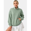 image:imageATHMILE Womens Fleece Sweatshirts with Pockets Oversized Mock Neck Sweatshirt Turtleneck Pullover Fall Fashion Outfits 2026Gray Green