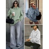 image:imageATHMILE Womens Fleece Sweatshirts with Pockets Oversized Mock Neck Sweatshirt Turtleneck Pullover Fall Fashion Outfits 2026Gray Green