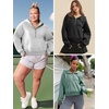 image:imageATHMILE Womens Hoodies Long Sleeve Fleece Quarter Zip Pullover Workout Oversized Sweatshirt Fall Winter Crop Jacket Tops 2025Coffeegrey