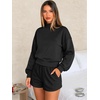 image:imageATHMILE Womens Mock Neck Cropped Sweatshirts High Neck Turtle Neck Tops  Cotton Loose Fit Oversized Pullover Fall Winter Teen Girls Trendy OutfitsBlack