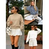 image:imageATHMILE Womens Mock Neck Cropped Sweatshirts High Neck Turtle Neck Tops  Cotton Loose Fit Oversized Pullover Fall Winter Teen Girls Trendy OutfitsBlack