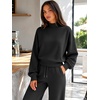 image:imageATHMILE Womens Mock Neck Cropped Sweatshirts High Neck Turtle Neck Tops  Cotton Loose Fit Oversized Pullover Fall Winter Teen Girls Trendy OutfitsBlack