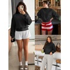 image:imageATHMILE Womens Mock Neck Cropped Sweatshirts High Neck Turtle Neck Tops  Cotton Loose Fit Oversized Pullover Fall Winter Teen Girls Trendy OutfitsBlack