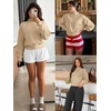 image:imageATHMILE Womens Mock Neck Cropped Sweatshirts High Neck Turtle Neck Tops  Cotton Loose Fit Oversized Pullover Fall Winter Teen Girls Trendy OutfitsCoffeegrey