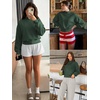 image:imageATHMILE Womens Mock Neck Cropped Sweatshirts High Neck Turtle Neck Tops  Cotton Loose Fit Oversized Pullover Fall Winter Teen Girls Trendy OutfitsDark Green