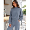 image:imageATHMILE Womens Mock Neck Cropped Sweatshirts High Neck Turtle Neck Tops  Cotton Loose Fit Oversized Pullover Fall Winter Teen Girls Trendy OutfitsGrey Blue