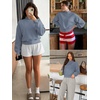 image:imageATHMILE Womens Mock Neck Cropped Sweatshirts High Neck Turtle Neck Tops  Cotton Loose Fit Oversized Pullover Fall Winter Teen Girls Trendy OutfitsGrey Blue