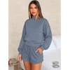 image:imageATHMILE Womens Mock Neck Cropped Sweatshirts High Neck Turtle Neck Tops  Cotton Loose Fit Oversized Pullover Fall Winter Teen Girls Trendy OutfitsGrey Blue