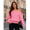 image:imageATHMILE Womens Off the Shoulder Sweatshirt Fleece Long Sleeve Crop Top  Oversized Fall OutfitsTrendy Streetwear PulloverCozy Fleece Sexy Y2K HoodiesTeen Girl FashionPink