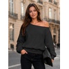 image:imageATHMILE Womens Off the Shoulder Sweatshirt Fleece Long Sleeve Crop Top  Oversized Fall OutfitsTrendy Streetwear PulloverCozy Fleece Sexy Y2K HoodiesTeen Girl FashionBlack