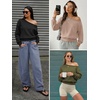 image:imageATHMILE Womens Off the Shoulder Sweatshirt Long Sleeve Crop Top  Casual Fall OutfitsTrendy Streetwear Pullover Comfy Sexy Y2K HoodiesCute Teen Girl FashionWhite