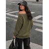 image:imageATHMILE Womens Off the Shoulder Sweatshirts Fleece Lined Long Sleeve Pullover Tops Oversized Sweater Basic Slouchy ClothesArmy Green