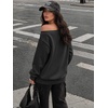 image:imageATHMILE Womens Off the Shoulder Sweatshirts Fleece Lined Long Sleeve Pullover Tops Oversized Sweater Basic Slouchy ClothesBlack