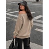 image:imageATHMILE Womens Off the Shoulder Sweatshirts Fleece Lined Long Sleeve Pullover Tops Oversized Sweater Basic Slouchy ClothesCoffeegrey
