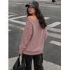 image:imageATHMILE Womens Off the Shoulder Sweatshirts Fleece Lined Long Sleeve Pullover Tops Oversized Sweater Basic Slouchy ClothesDark Pink