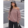 image:imageATHMILE Womens Off the Shoulder Sweatshirts Fleece Lined Long Sleeve Pullover Tops Oversized Sweater Basic Slouchy ClothesDark Pink