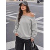 image:imageATHMILE Womens Off the Shoulder Sweatshirts Fleece Lined Long Sleeve Pullover Tops Oversized Sweater Basic Slouchy ClothesGrey