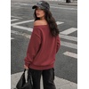 image:imageATHMILE Womens Off the Shoulder Sweatshirts Fleece Lined Long Sleeve Pullover Tops Oversized Sweater Basic Slouchy ClothesWine Red