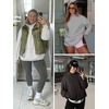 image:imageATHMILE Womens Oversized Hoodies Fleece Sweatshirts with Pocket  Drop Shoulder Fall ClothesTrendy Streetwear PulloverComfort Workout Winter OutfitsLight Grey