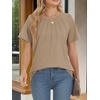 image:imageATHMILE Womens Short Sleeve Shirts Trendy Dressy Tops Business Casual Tee Fashion Knitted Blouses Y2k Outfits 2025Khaki