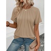 image:imageATHMILE Womens Short Sleeve Shirts Trendy Dressy Tops Business Casual Tee Fashion Knitted Blouses Y2k Outfits 2025Khaki