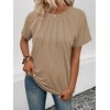 image:imageATHMILE Womens Short Sleeve Shirts Trendy Dressy Tops Business Casual Tee Fashion Knitted Blouses Y2k Outfits 2025Khaki