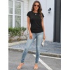 image:imageATHMILE Womens Summer Tops Cap Sleeve Ruched Tshirts Business Casual Crewneck Trendy Outfits Basic Fashion Dressy ClothesBlack