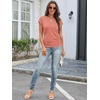 image:imageATHMILE Womens Summer Tops Cap Sleeve Ruched Tshirts Business Casual Crewneck Trendy Outfits Basic Fashion Dressy ClothesCoral
