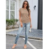 image:imageATHMILE Womens Summer Tops Cap Sleeve Ruched Tshirts Business Casual Crewneck Trendy Outfits Basic Fashion Dressy ClothesKhaki