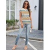 image:imageATHMILE Womens Summer Tops Cap Sleeve Ruched Tshirts Business Casual Crewneck Trendy Outfits Basic Fashion Dressy ClothesStriped Orange