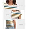 image:imageATHMILE Womens Summer Tops Cap Sleeve Ruched Tshirts Business Casual Crewneck Trendy Outfits Basic Fashion Dressy ClothesStriped Orange