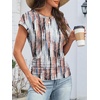 image:imageATHMILE Womens Summer Tops Cap Sleeve Ruched Tshirts Business Casual Crewneck Trendy Outfits Basic Fashion Dressy ClothesTiedye Brown