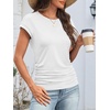 image:imageATHMILE Womens Summer Tops Cap Sleeve Ruched Tshirts Business Casual Crewneck Trendy Outfits Basic Fashion Dressy ClothesWhite